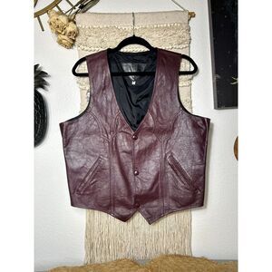 ORIGINALS DYOLY Burgundy Leather Western Vest Jacket Made In Mexico XL Size 40